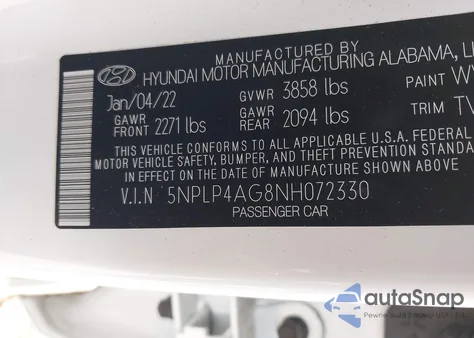 2022 Hyundai Elantra Limited z USA, uszkodzony, nr VIN 5NPLP4AG8NH072330